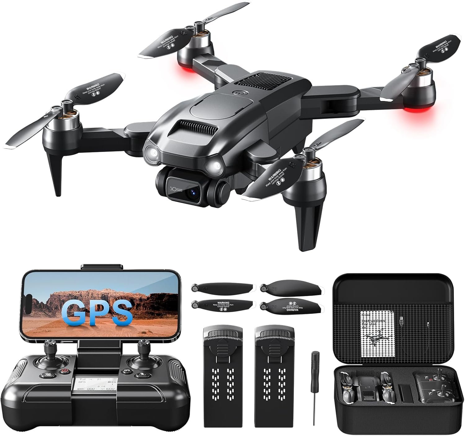 GPS Drone with 4K Camera for Adults, ROVPRO RC Quadcopter with Auto Return, Follow Me, Brushless Motor, Waypoint Fly, Altitude Hold, Headless Mode, 32 Mins Long Flight