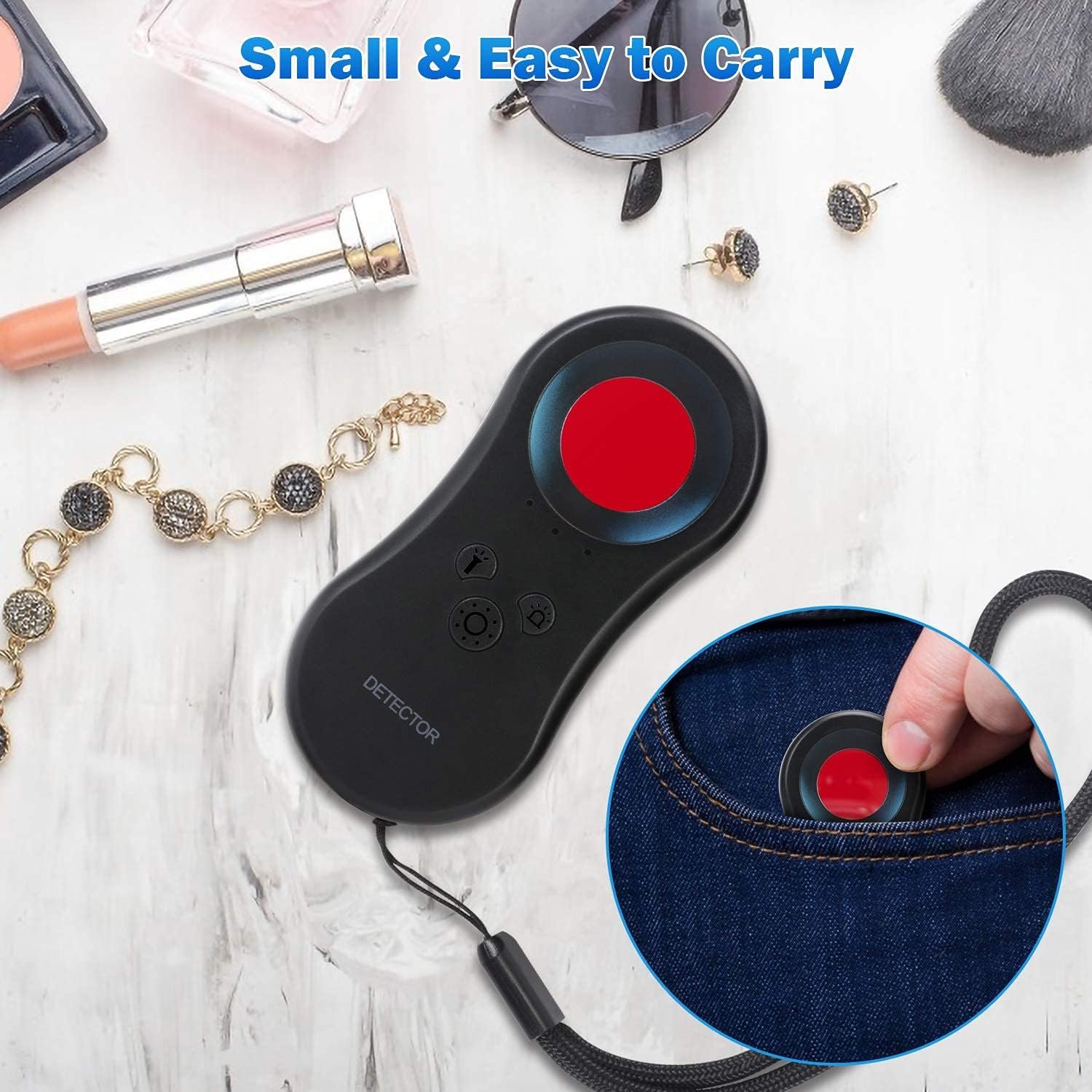 Hidden Camera Detectors,LED Device Detector with Infrared viewfinders - Pocket Sized Motion Only Anti Spy Camera Finder Locates Hidden Camera,Chargeable Anti Theft Alarm in AirBnB, Hotels and Bathroom