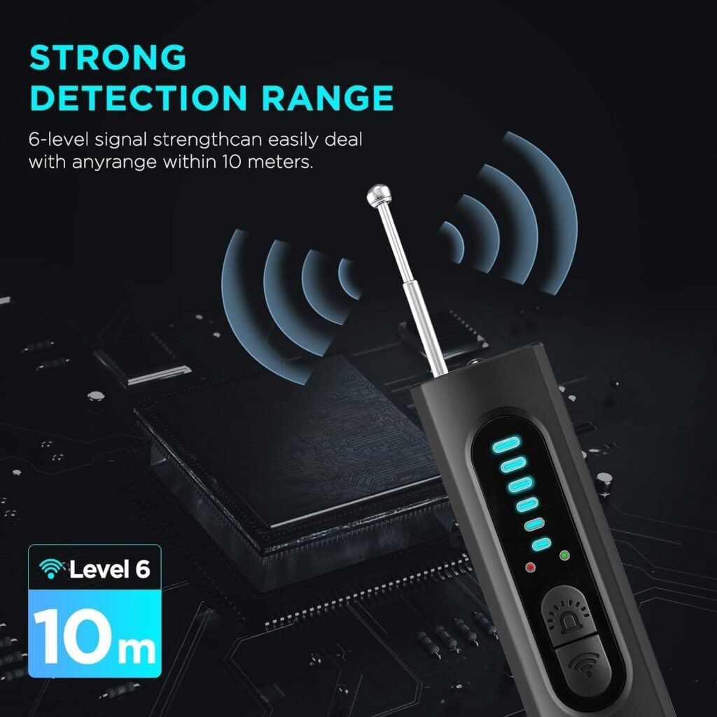 Jusubb Hidden Camera Detectors, Camera Detector, Bug and Hidden Camera Detector, RF Wireless Signal Scanner for Home Office Travel, 6 Levels Sensitivity 4 Modes, 32H Working Time