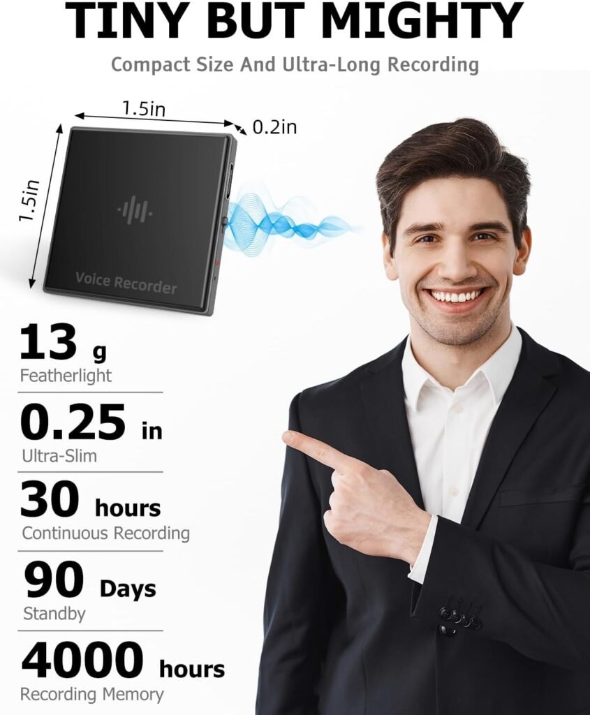 Voice Recorder, Audio recorder with AI-Triple Intelligent Noise Cancellation,Recording Device with 64GB,Digital Video Recorders with Playback, Voice Activated Recorder for Lectures, Meetings, Intervie