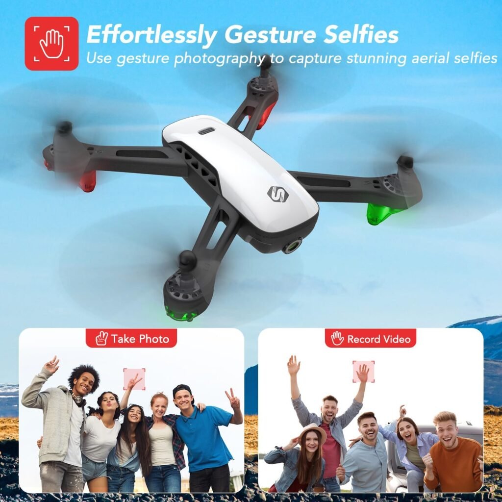 Drone with Camera for Adults, SANROCK 1080P HD FPV WiFi Drones for Kids Beginners, RC Quadcopter Helicopter, Voice Start, Waypoint Fly, Gesture Selfie, Return to Home, Toys Gifts for Boys Girls